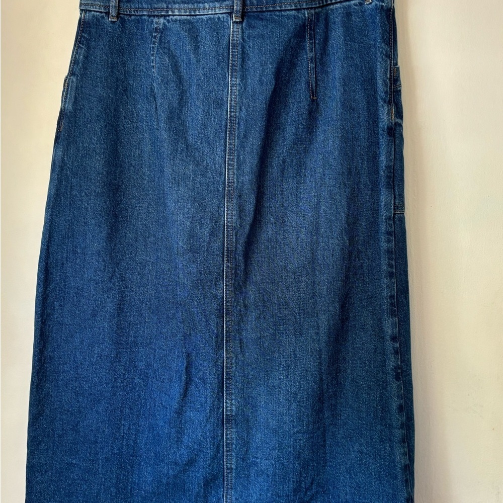 LOFT Denim Button Down Midi A-Line Skirt Size 10 petite NWOT - Picture 3 of 3